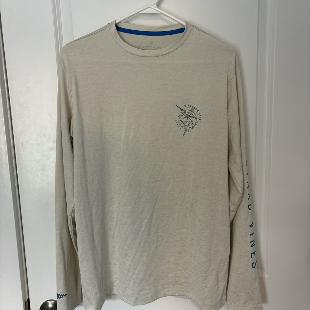 Vineyard Vines Men's Beige Long Sleeve Tee